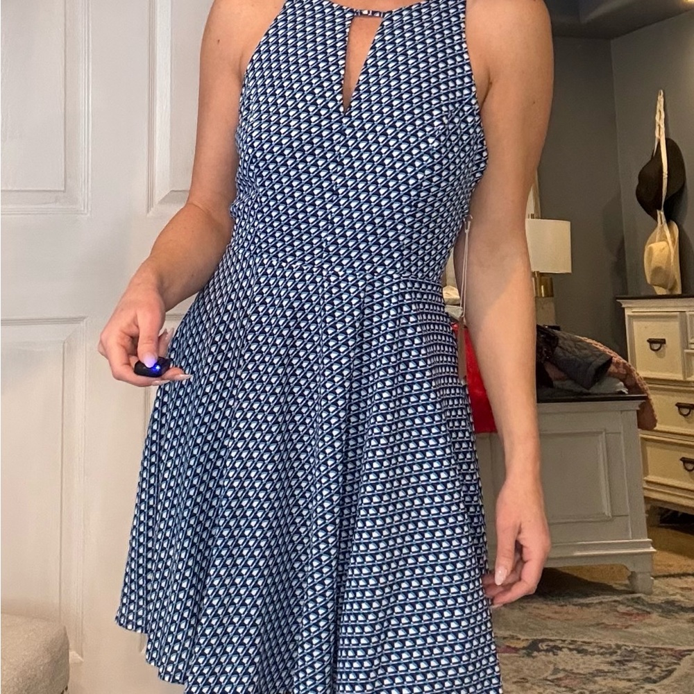 Forever 21 Vintage A Line Blue Abstract Print Dress. NWT.